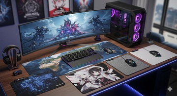 Complete gaming mouse pad buying guide 2025 featuring cloth, hard surface, and RGB mouse pads on gaming desk