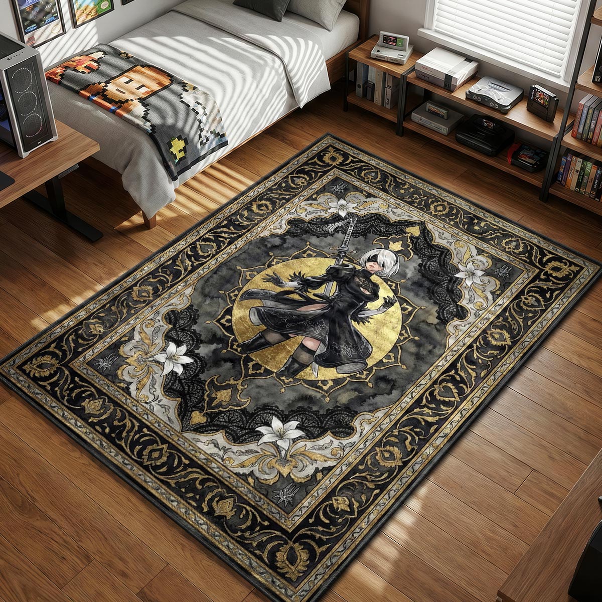 2B Gothic Portrait Rug - Nier Automata Chair Mat | Padloom
