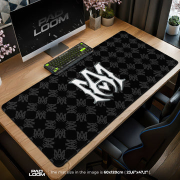 Amiri Mouse Pad - Silver Emblem Gaming Desk Mat Padloom