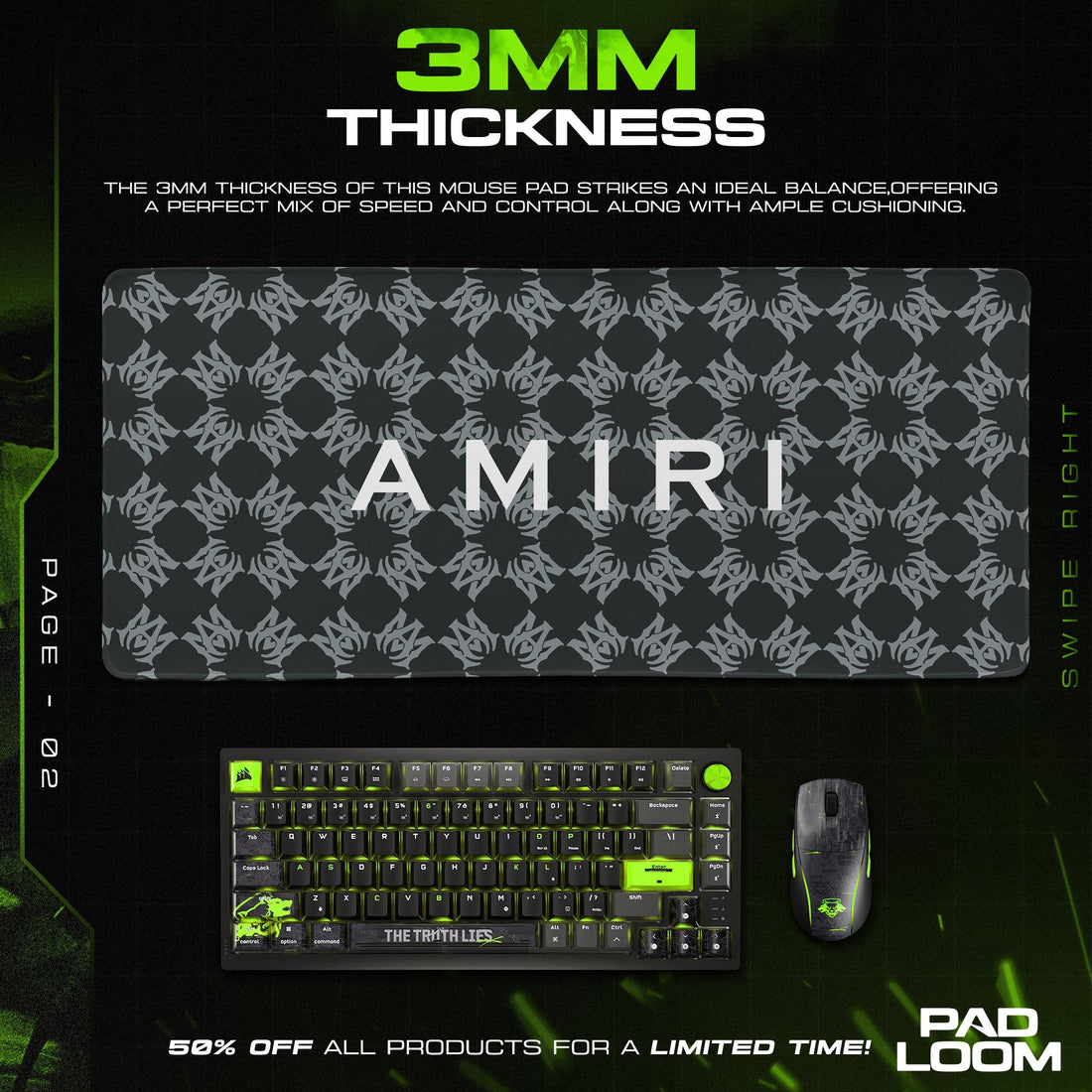 Amiri Mouse Pad - Tribal Shadow Gaming Desk Mat Padloom