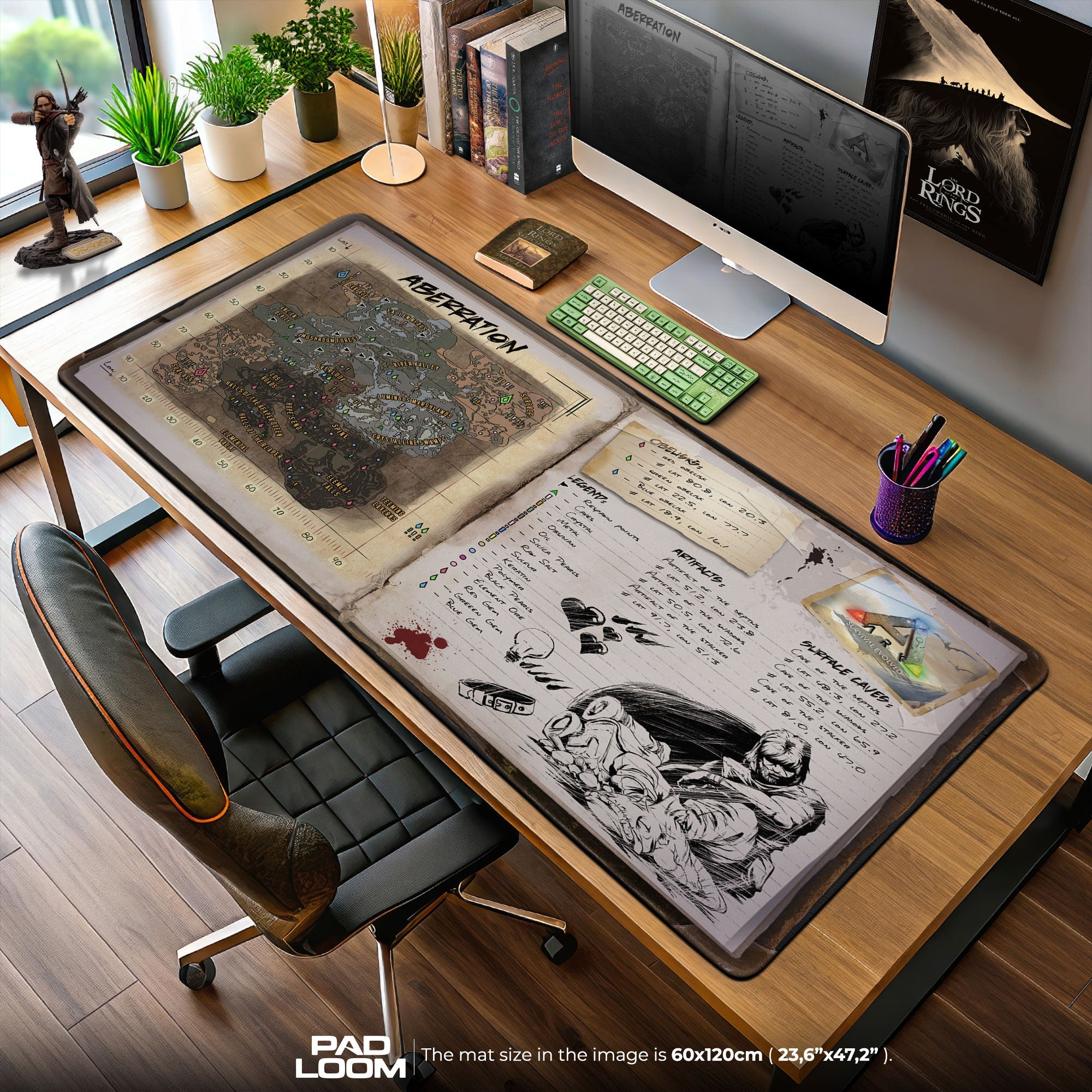 ARK Aberration Map Mouse Pad, Explorer Notes Gaming Desk Mat – Padloom