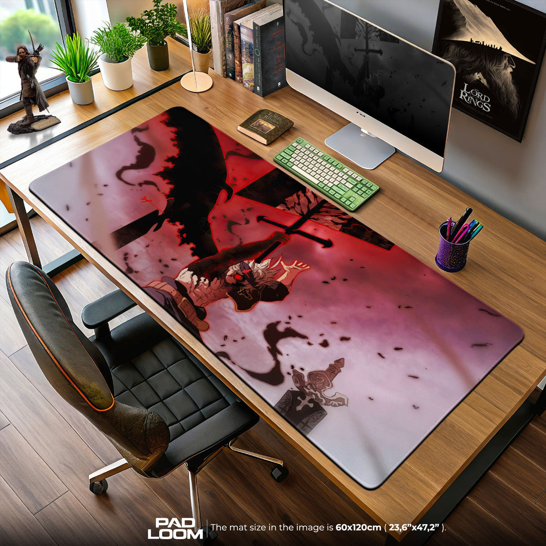 Asta Black Divider Mouse Pad, Anime Gaming Desk Mat Padloom