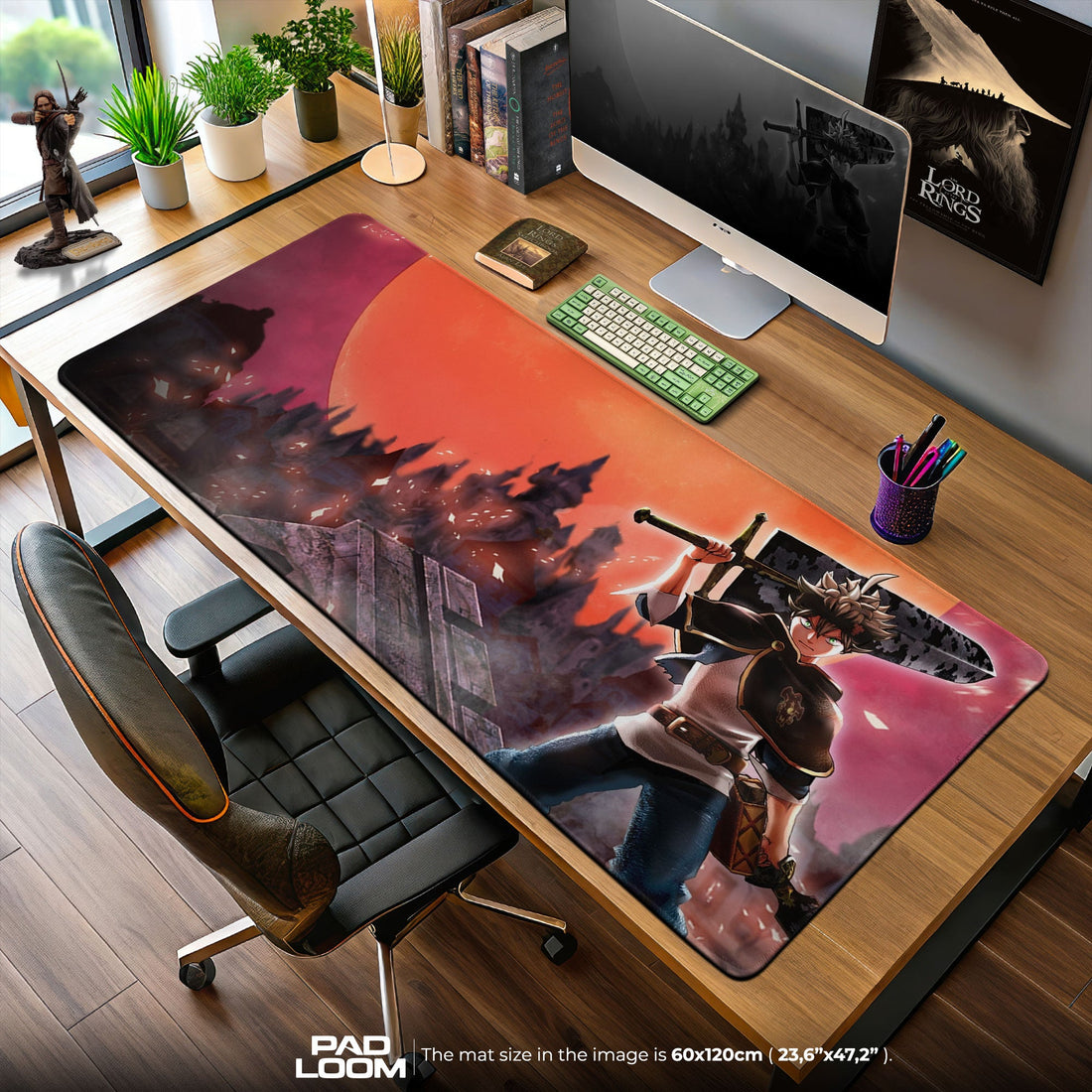 Asta Crimson Moon Mouse Pad, Anime Gaming Desk Mat Padloom