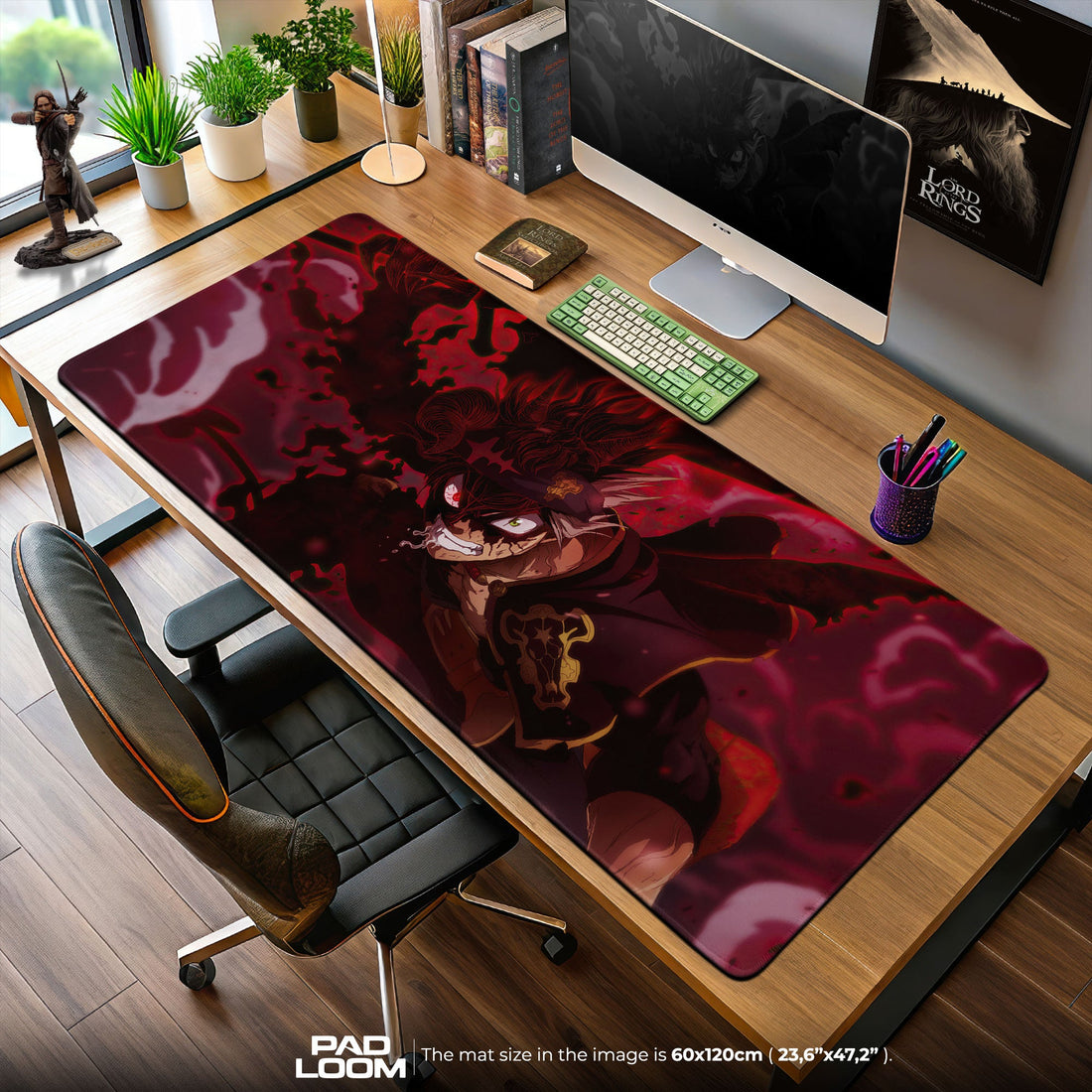 Asta Dark Grimoire Mouse Pad, Anime Gaming Desk Mat Padloom