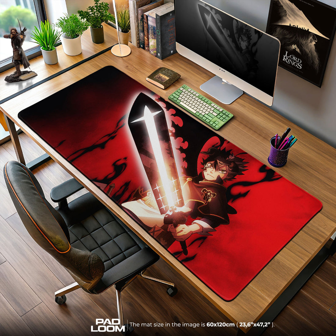 Black Clover Asta Sword Mouse Pad, Anime Gaming Desk Mat Padloom
