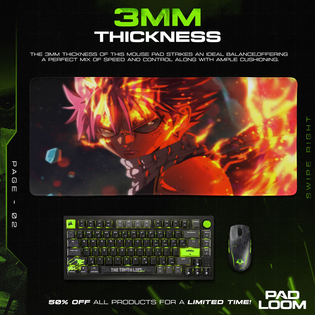 Fairy Tail Mouse Pad - Dragon Flame Anime Desk Mat Padloom