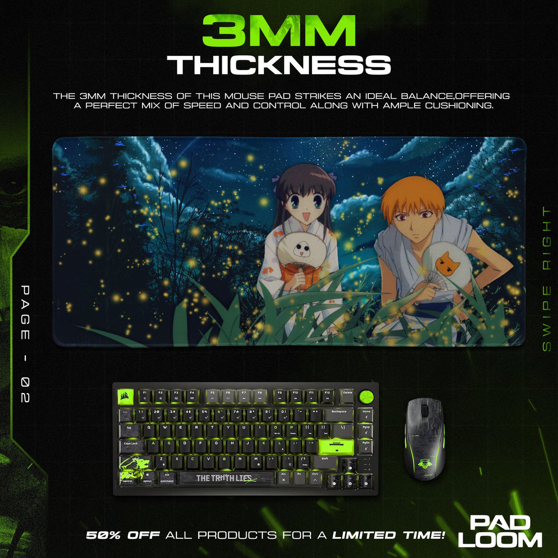 Fruits Basket Mouse Pad - Firefly Night Anime Desk Mat Padloom