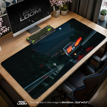 Initial D Mouse Pad - AE86 Night Run Gaming Desk Mat Padloom