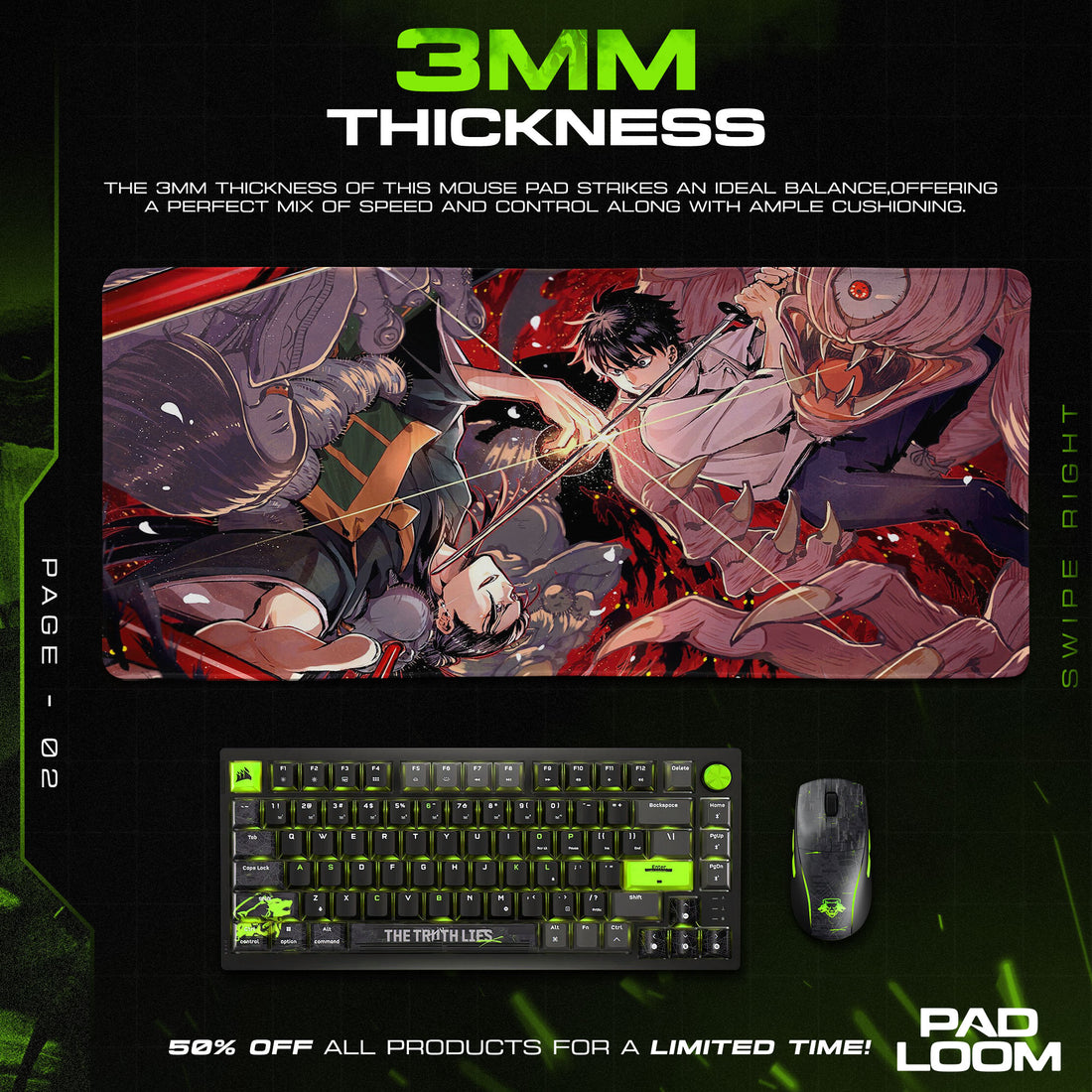 Jujutsu Kaisen Mouse Pad - Cursed Battle Anime Desk Mat