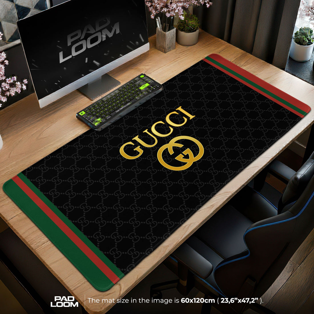 Luxury GG Mouse Pad - Black Edition Designer Gaming Desk Mat Padloom