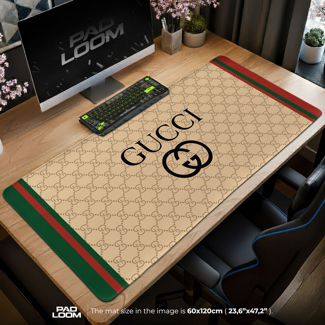 Luxury GG Mouse Pad - Classic Beige Designer Gaming Desk Mat Padloom