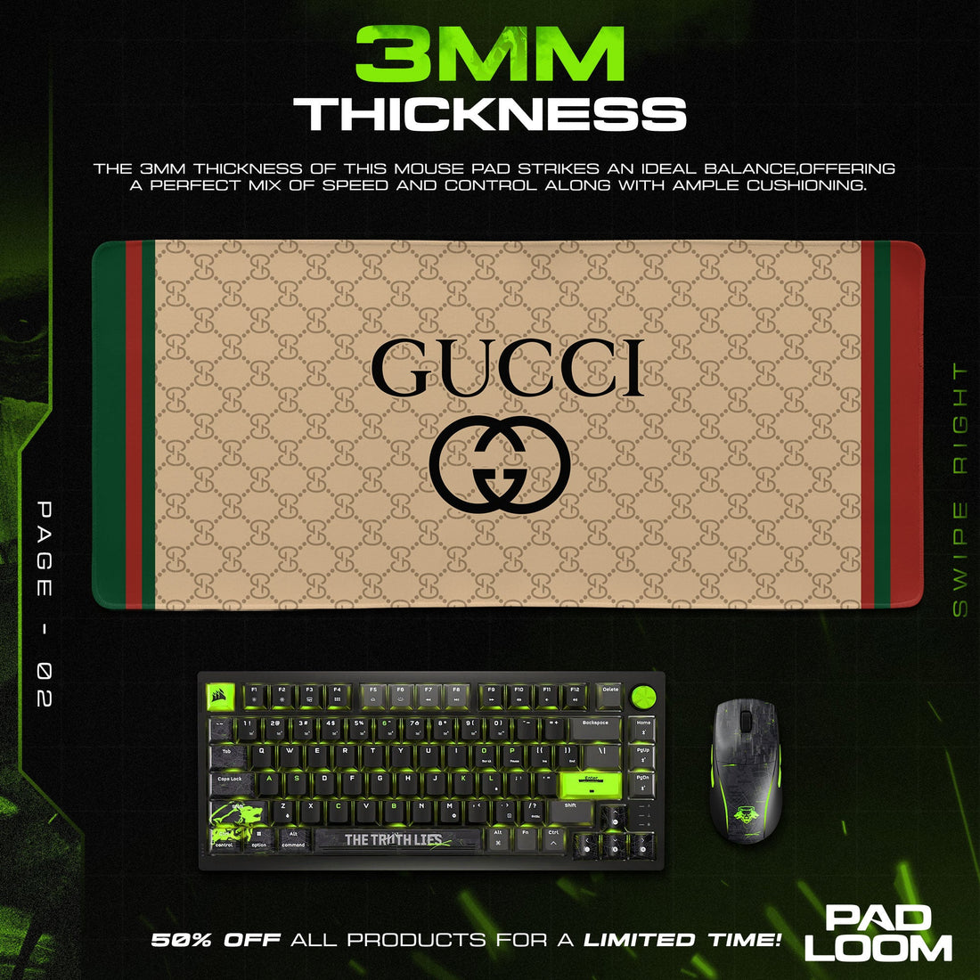 Luxury GG Mouse Pad - Classic Beige Designer Gaming Desk Mat Padloom