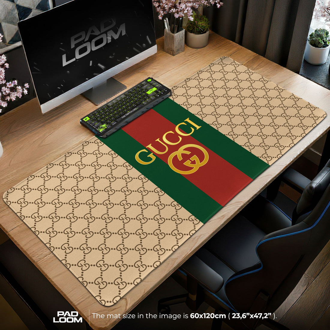 Luxury GG Mouse Pad - Heritage Stripe Designer Gaming Desk Mat Padloom