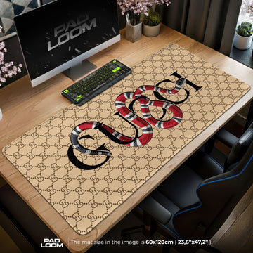 Luxury Serpent Black Mouse Pad - Designer Monogram Gaming Desk Mat Padloom