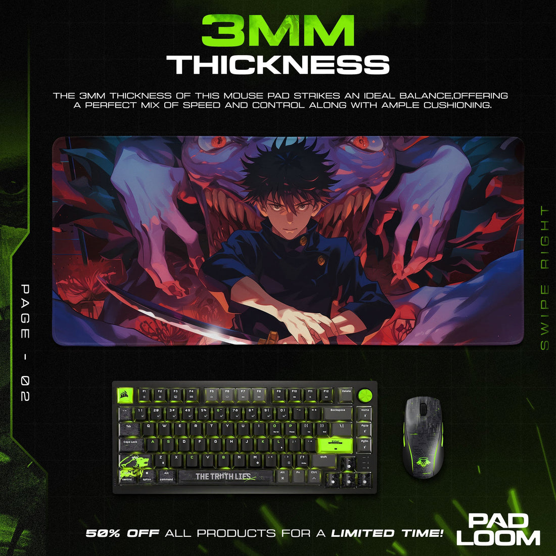 Megumi Fushiguro Mouse Pad - Shadow Summoner Anime Desk Mat Padloom