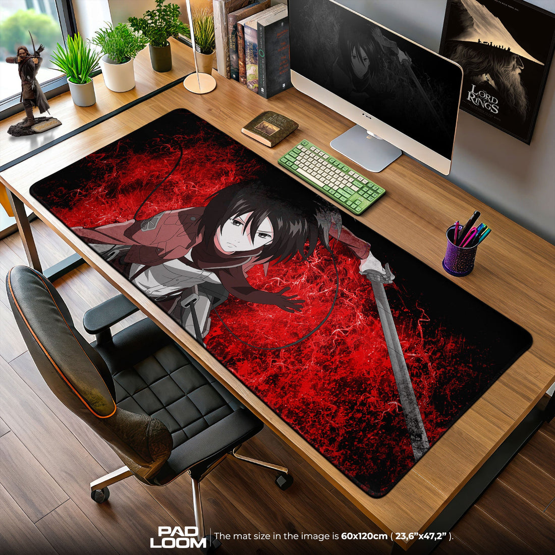 Mikasa Ackerman Mouse Pad - Bloodline Resolve Anime Desk Mat Padloom