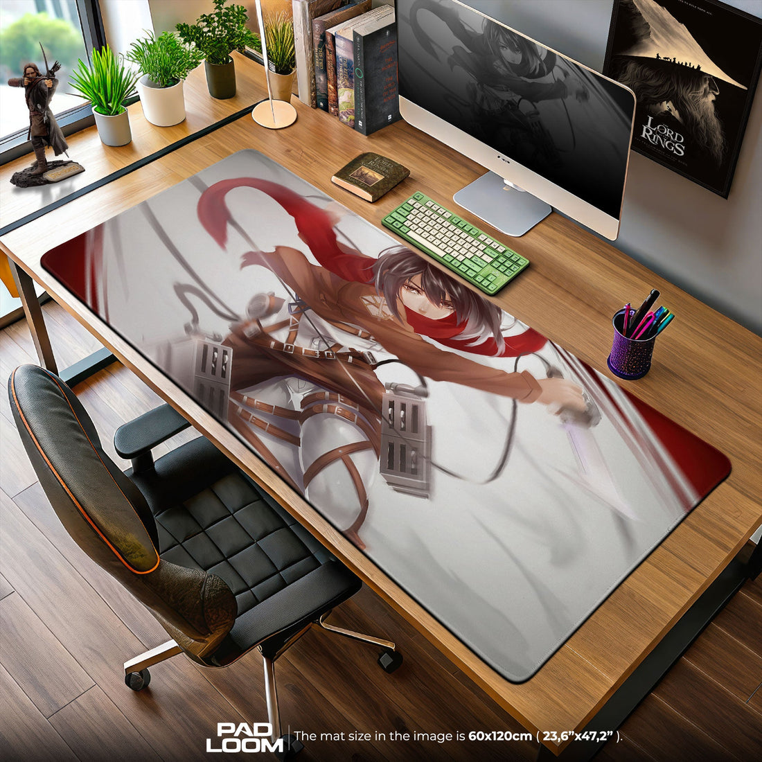 Mikasa Ackerman Mouse Pad - Crimson Wind Anime Desk Mat Padloom