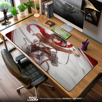 Mikasa Ackerman Mouse Pad - Crimson Wind Anime Desk Mat Padloom