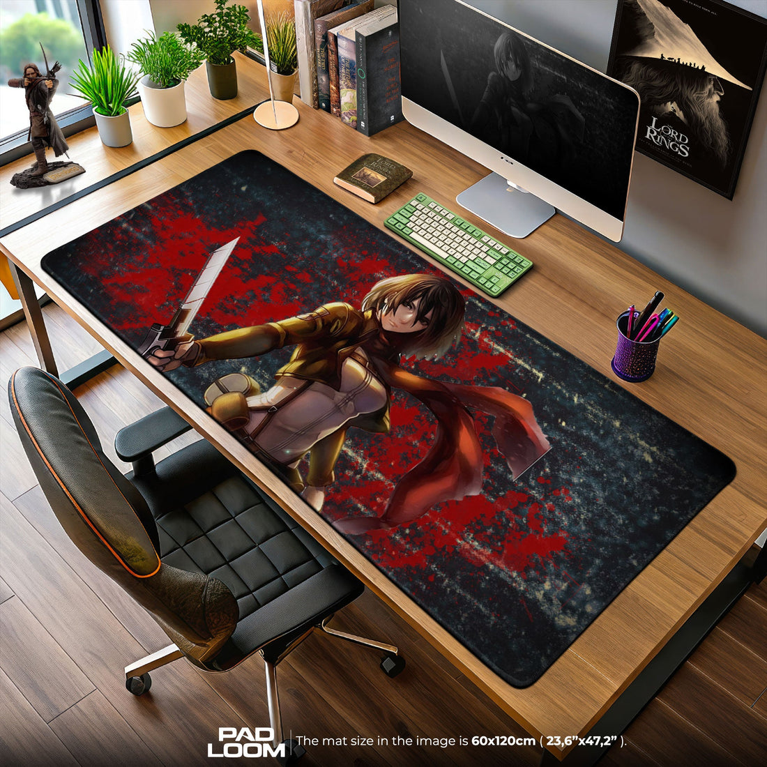 Mikasa Ackerman Mouse Pad - Scarlet Valor Anime Desk Mat Padloom