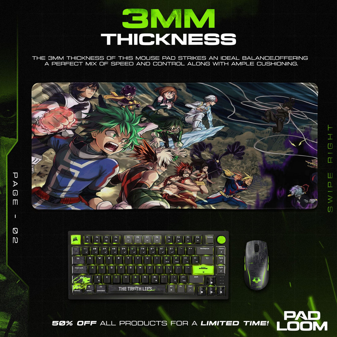 My Hero Academia Mouse Pad - Battle Charge Anime Desk Mat Padloom
