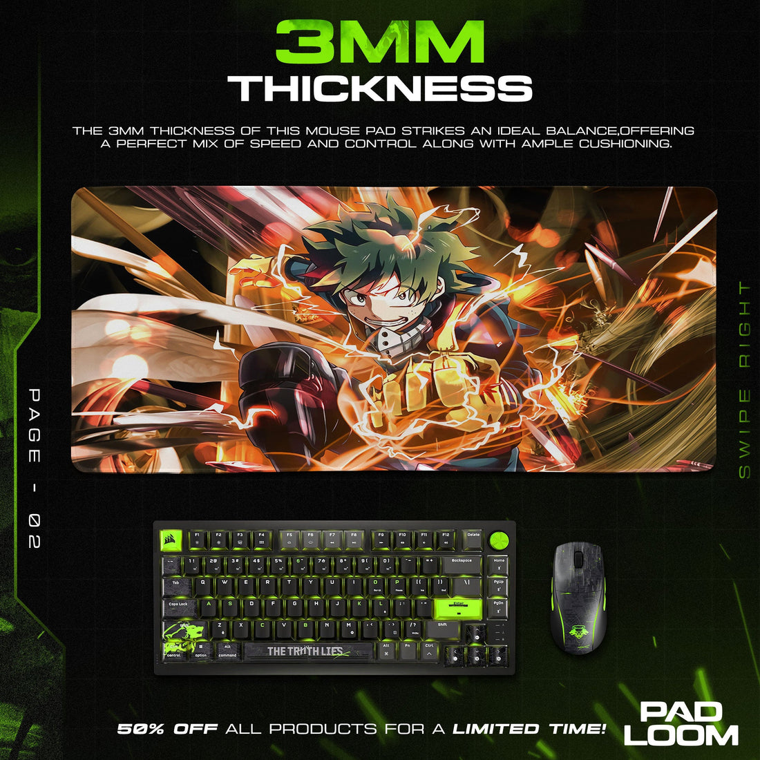 My Hero Academia Mouse Pad - One For All Anime Desk Mat Padloom