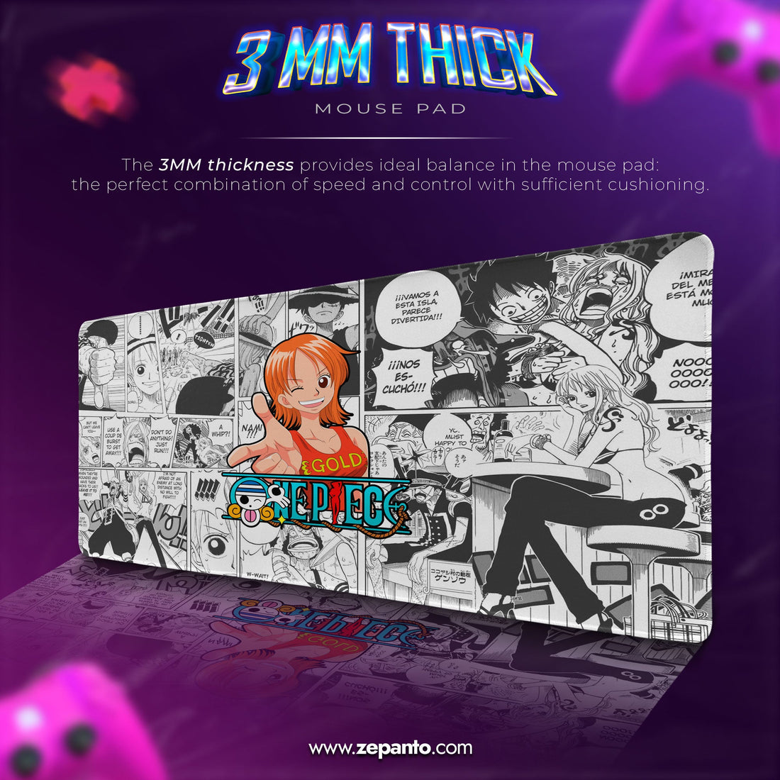 Nami Mouse Pad - One Piece Gold Manga Desk Mat Padloom
