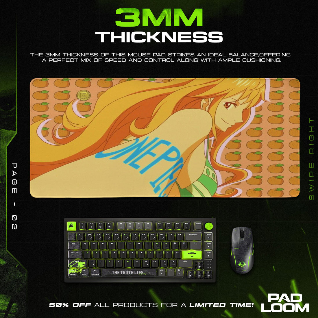 Nami Mouse Pad - Tangerine Dreams Anime Desk Mat Padloom