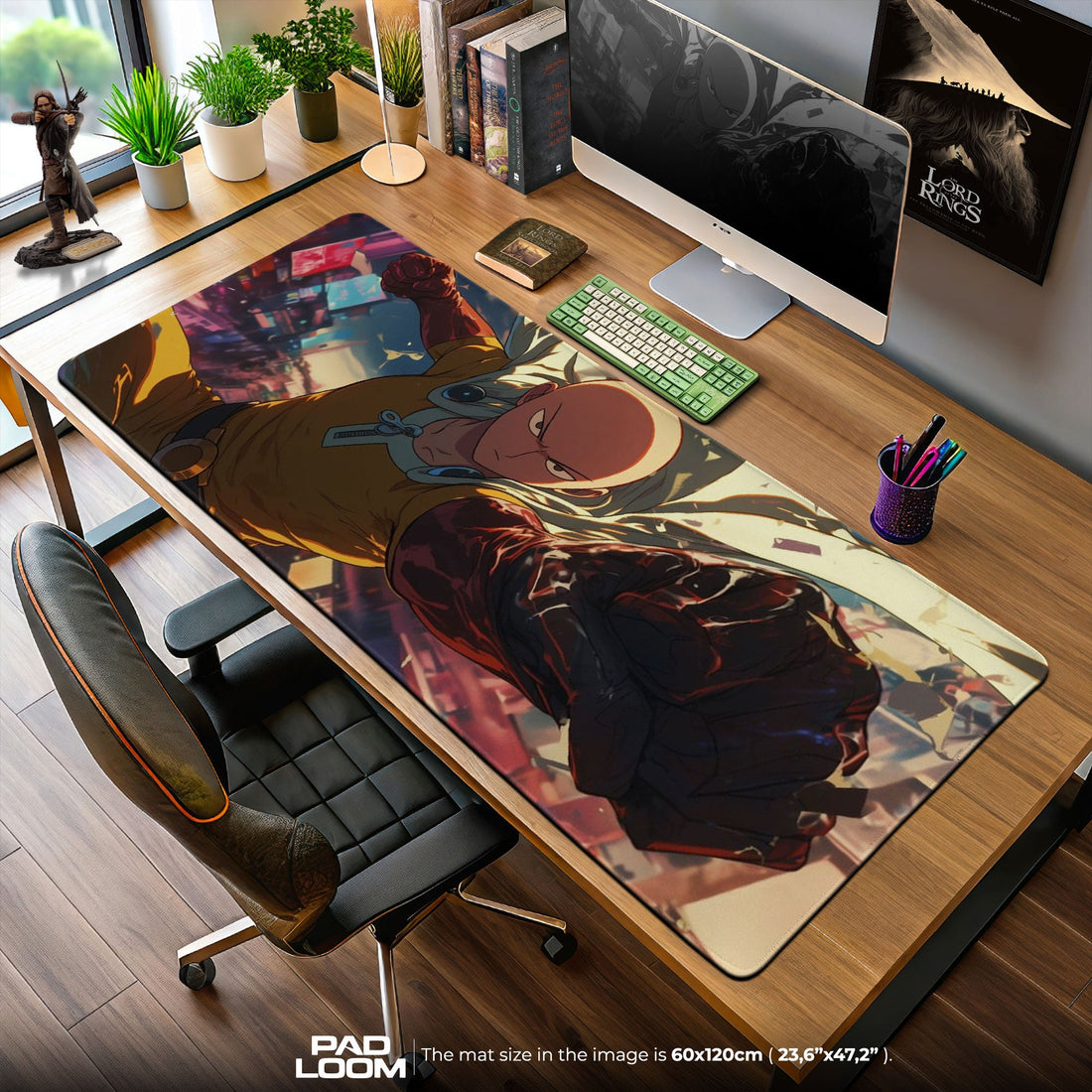 Saitama Mouse Pad - Power Surge Anime Desk Mat Padloom