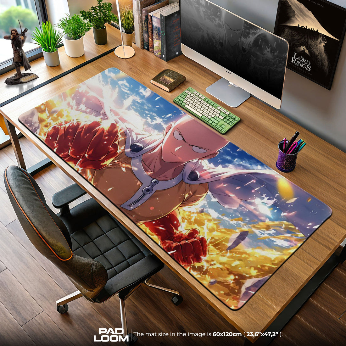 Saitama Mouse Pad - Power Surge Anime Desk Mat Padloom