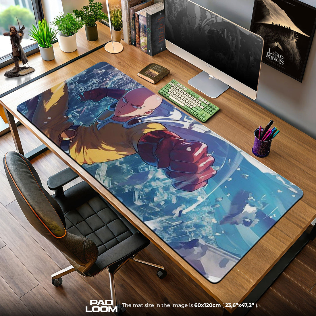 Saitama Mouse Pad - Sky Punch Anime Desk Mat Padloom