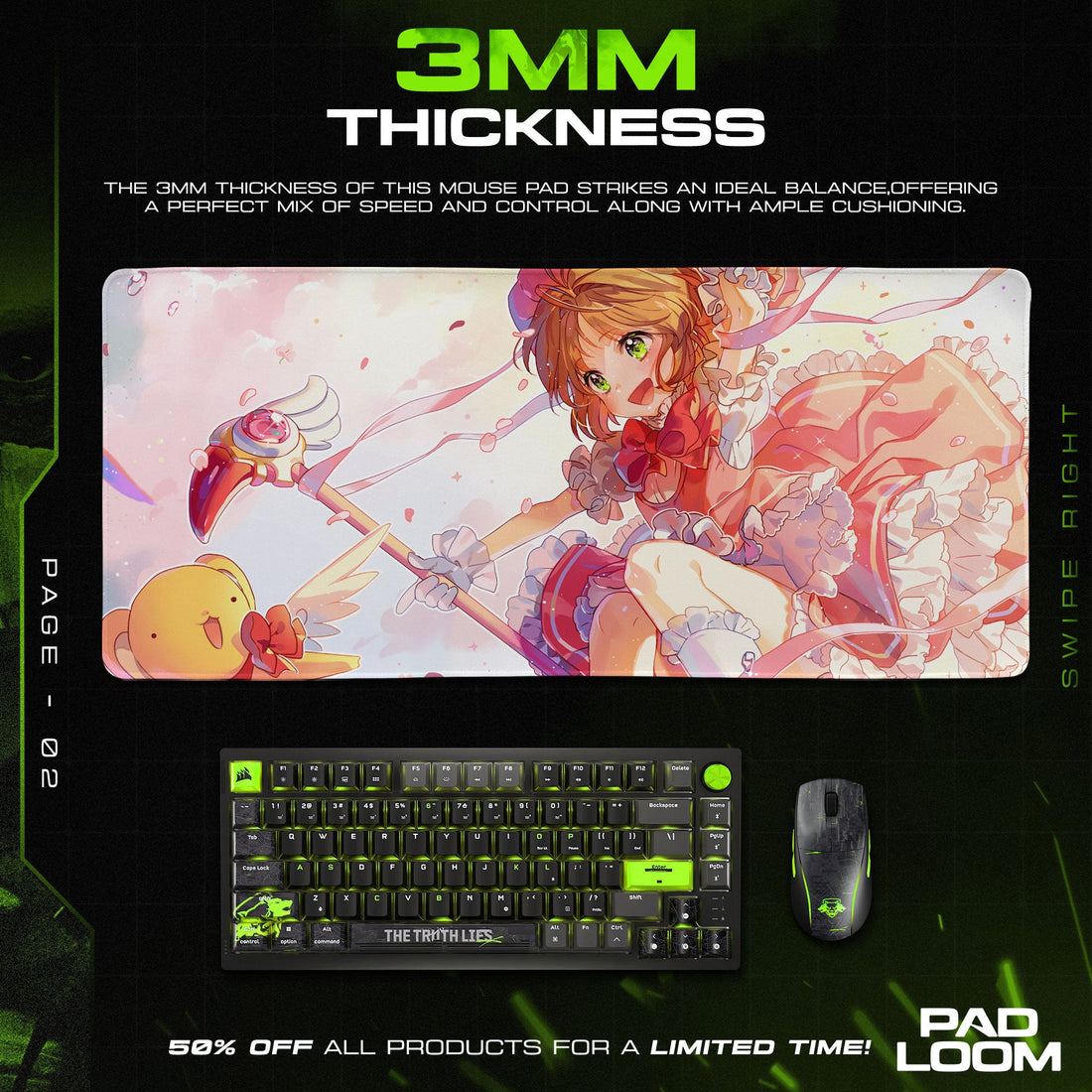 Sakura Kinomoto Mouse Pad - Enchanted Wings Anime Desk Mat Padloom