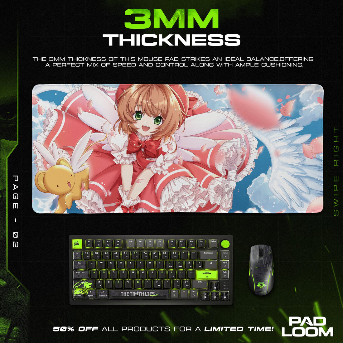 Sakura Kinomoto Mouse Pad - Enchanted Wings Anime Desk Mat Padloom