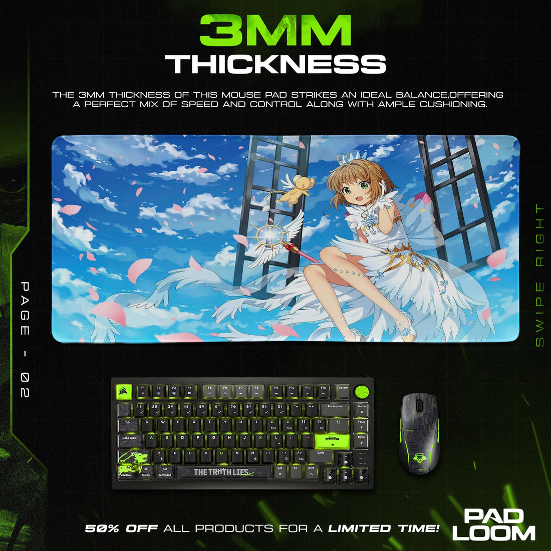 Sakura Kinomoto Mouse Pad - Sky Wings Anime Desk Mat Padloom