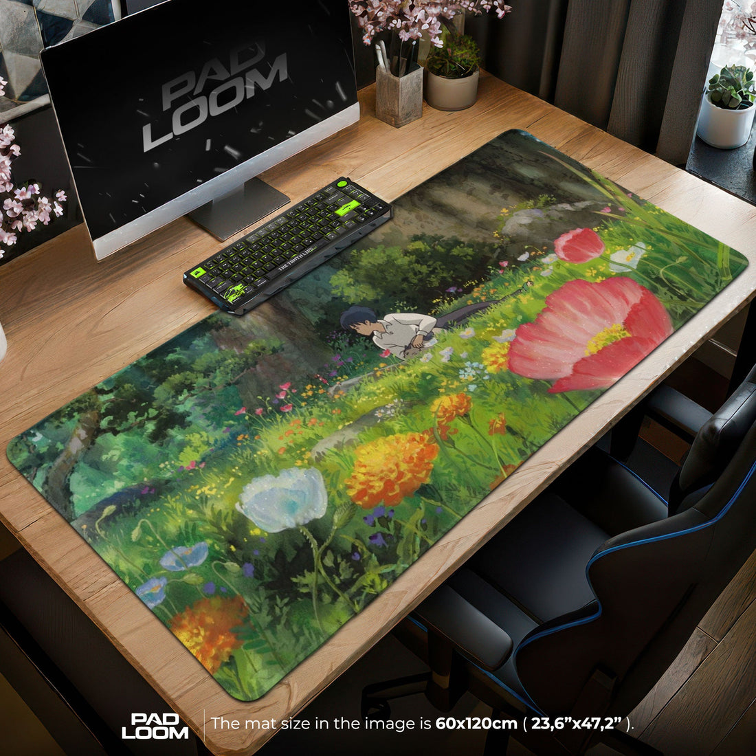 Studio Ghibli Mouse Pad - Flower Field Anime Desk Mat Padloom