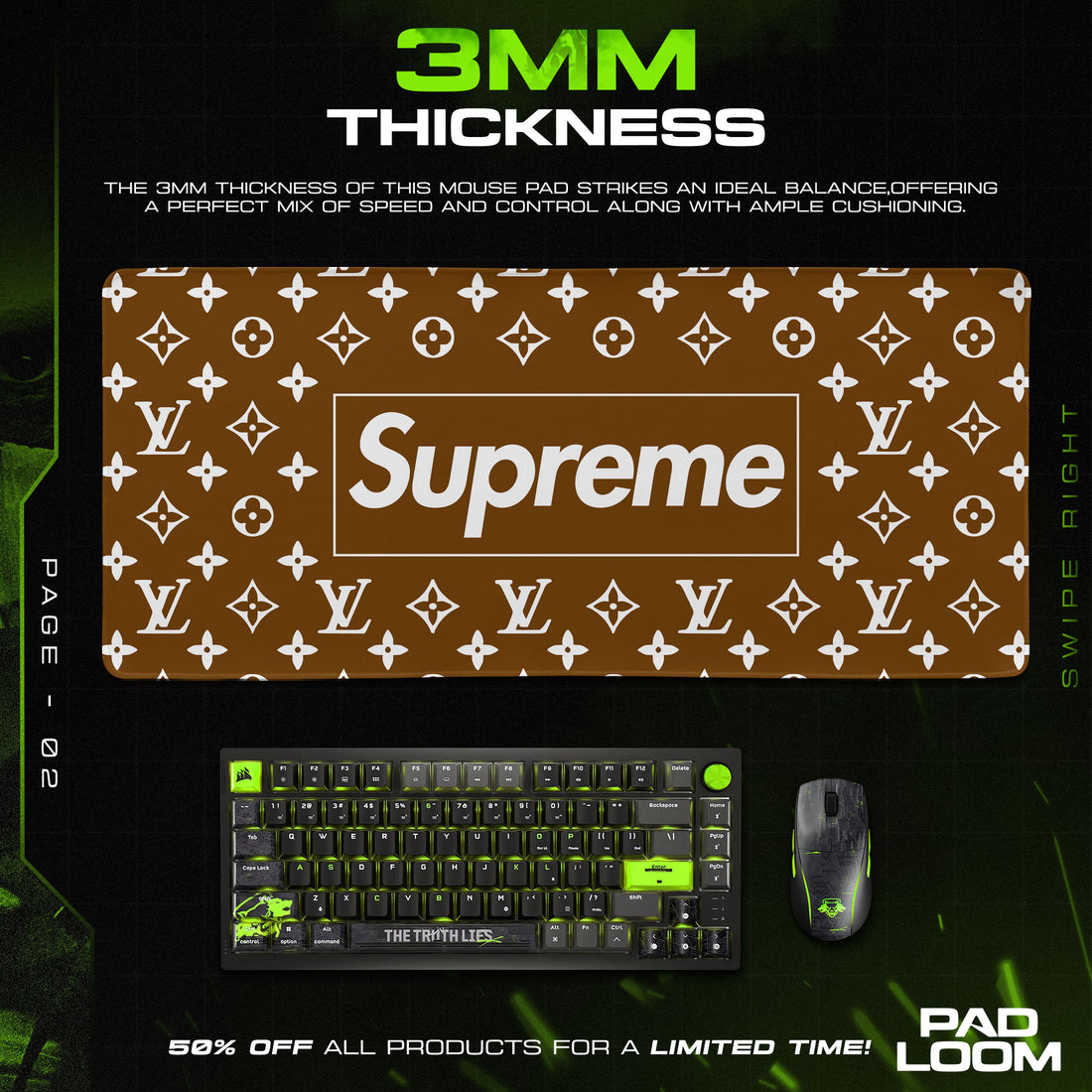 Supreme LV Brown Mouse Pad - Luxury Street Desk Mat