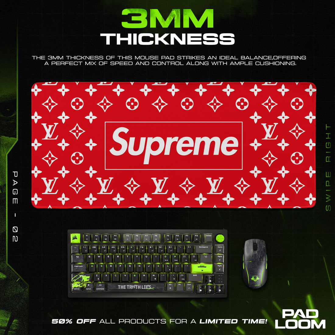 Supreme LV Red Mouse Pad - Luxury Street Desk Mat