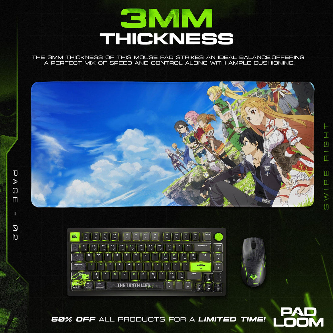 Sword Art Online Mouse Pad - Skybound Heroes Anime Desk Mat Padloom