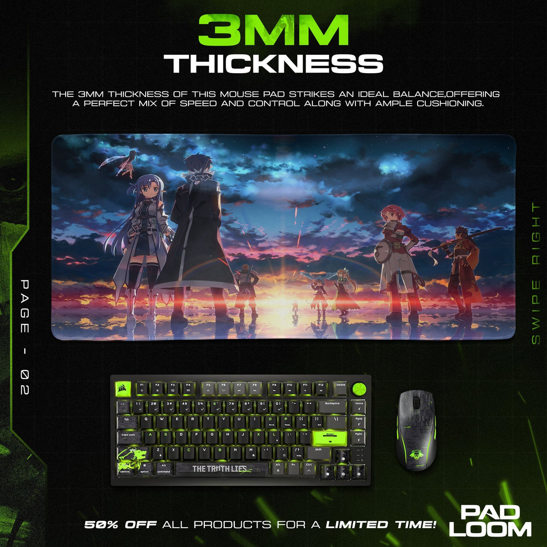Sword Art Online Mouse Pad - Virtual Dawn Anime Desk Mat Padloom