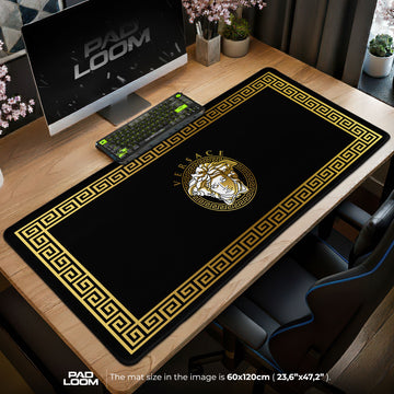 Versace Black Medusa Mouse Pad - Gold Trim Desk Mat