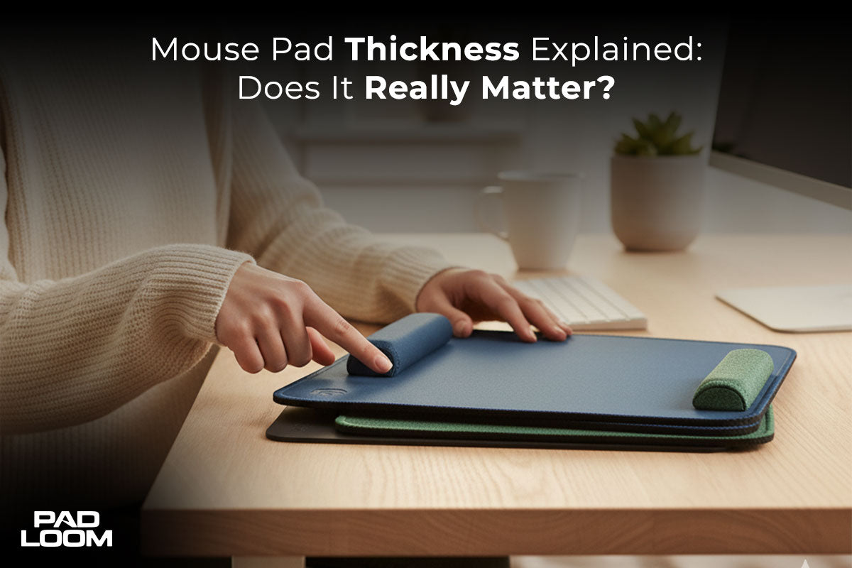Comparison of different mouse pad thicknesses from 2mm to 6mm