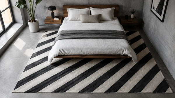 Industrial Stripe & Arrow Rugs: The Off-White Look at Floor Scale