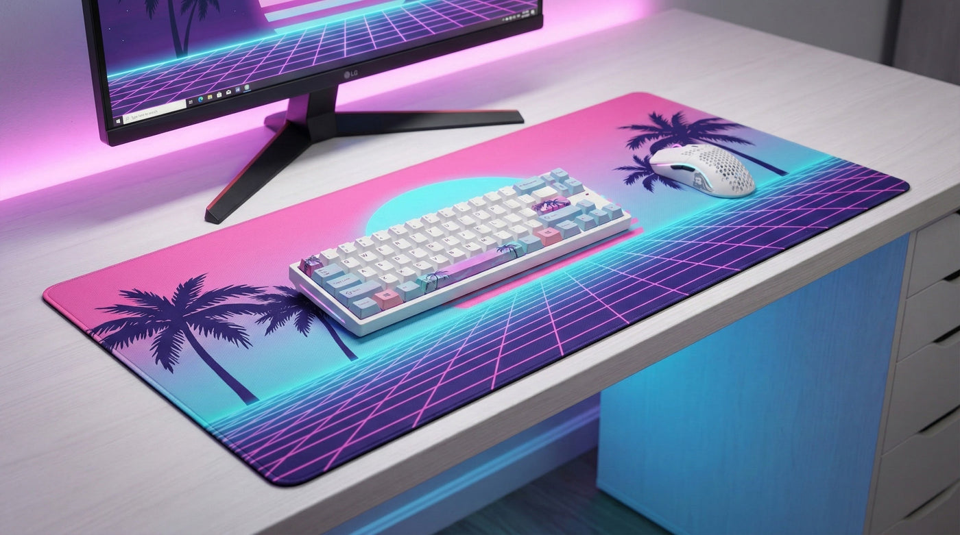 Vaporwave & Synthwave Aesthetics: Retro-Futuristic Desk Mat Ideas