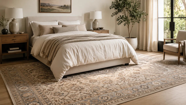 What Size Rug Under a Queen or King Bed? (Bedroom Rug Guide)