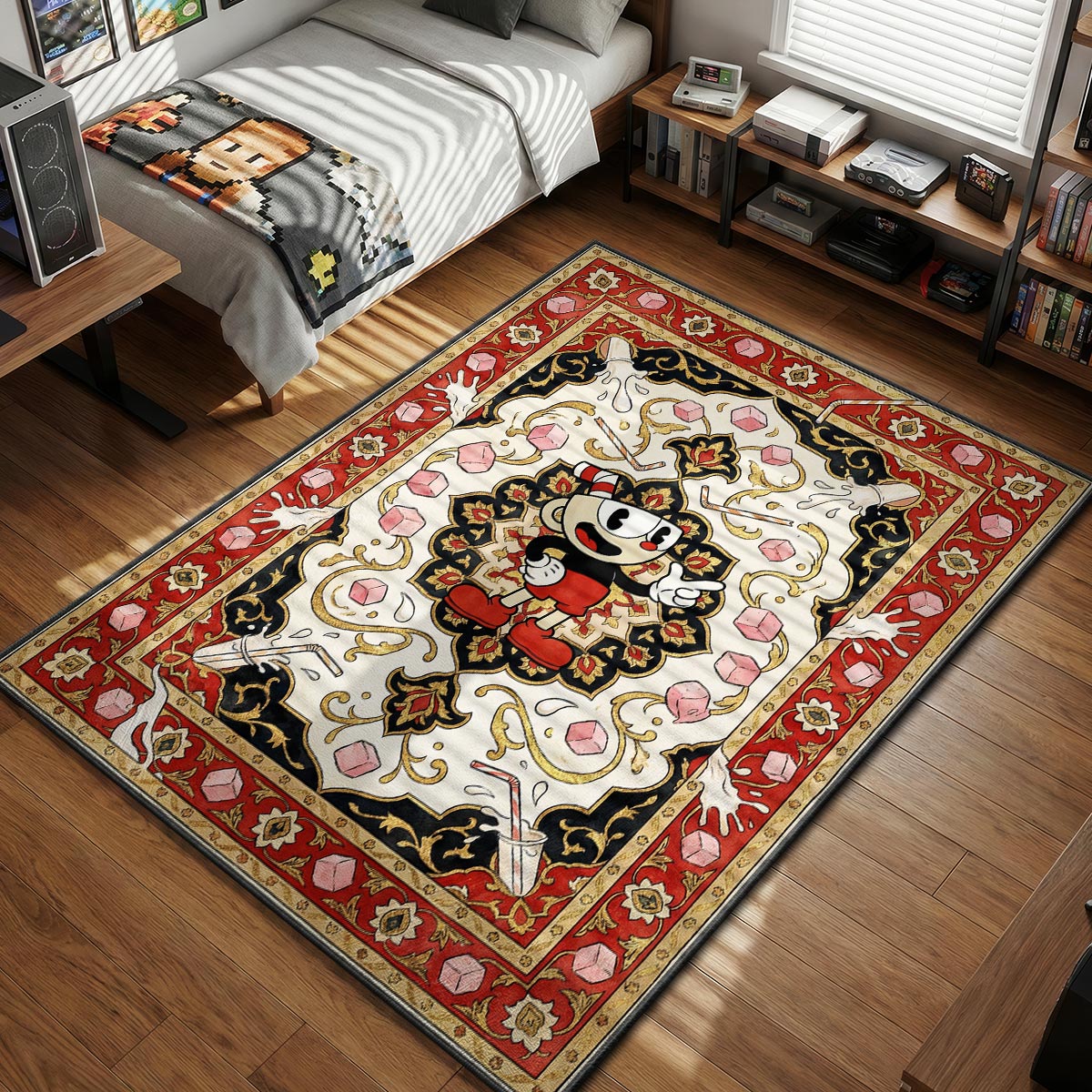 Cuphead Rugs - 1930s Rubber Hose Style Decor | Padloom