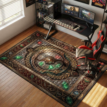 Dota 2 Aegis of Champions shield symbol ancient stone relic style gaming area rug and floor mat