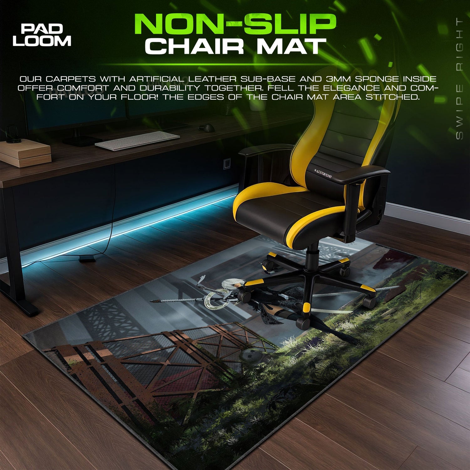 2B Blade Stance Mouse Pad, Anime Nier Gaming Desk Mat Padloom