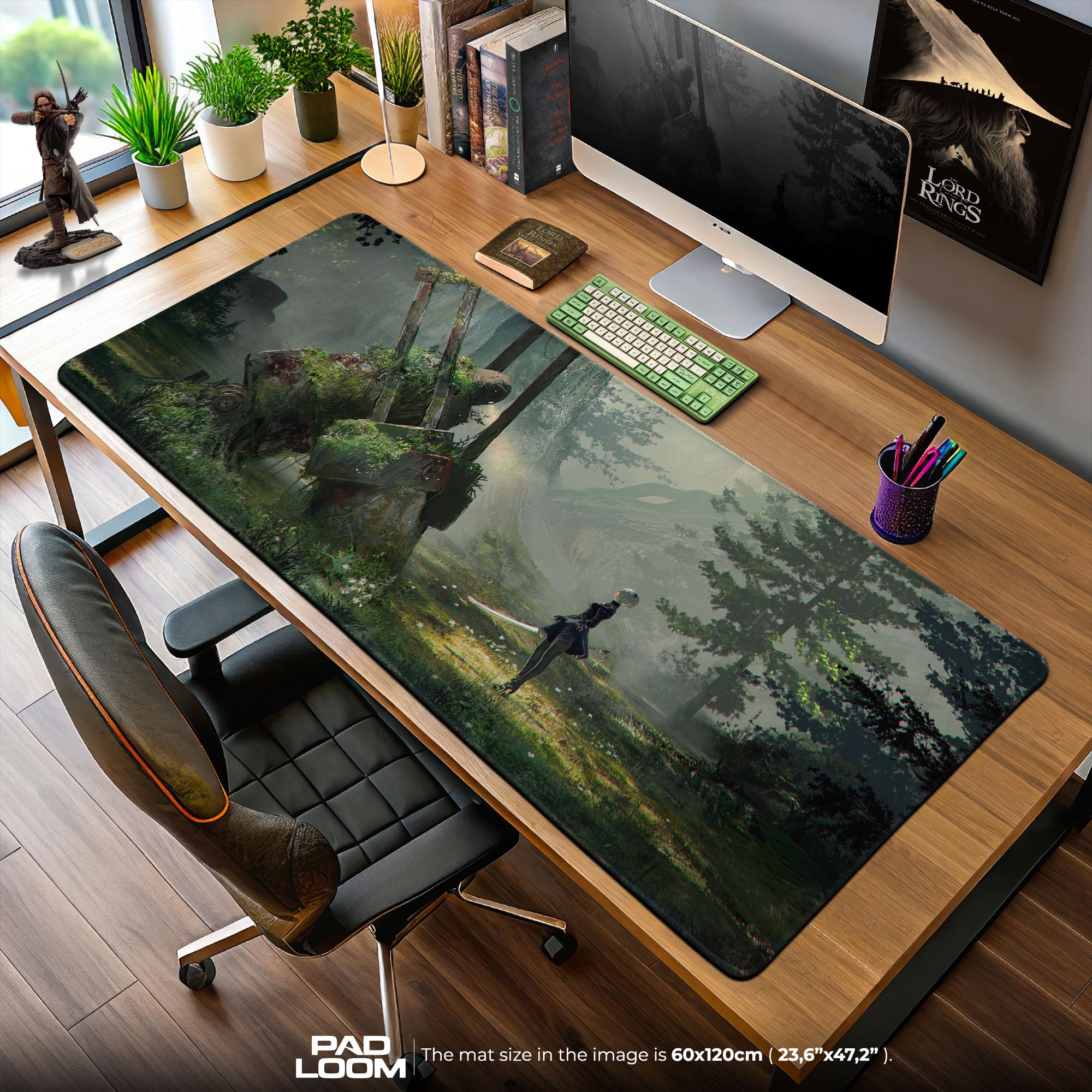 2B Forest Encounter Mouse Pad, Anime Nier Gaming Desk Mat