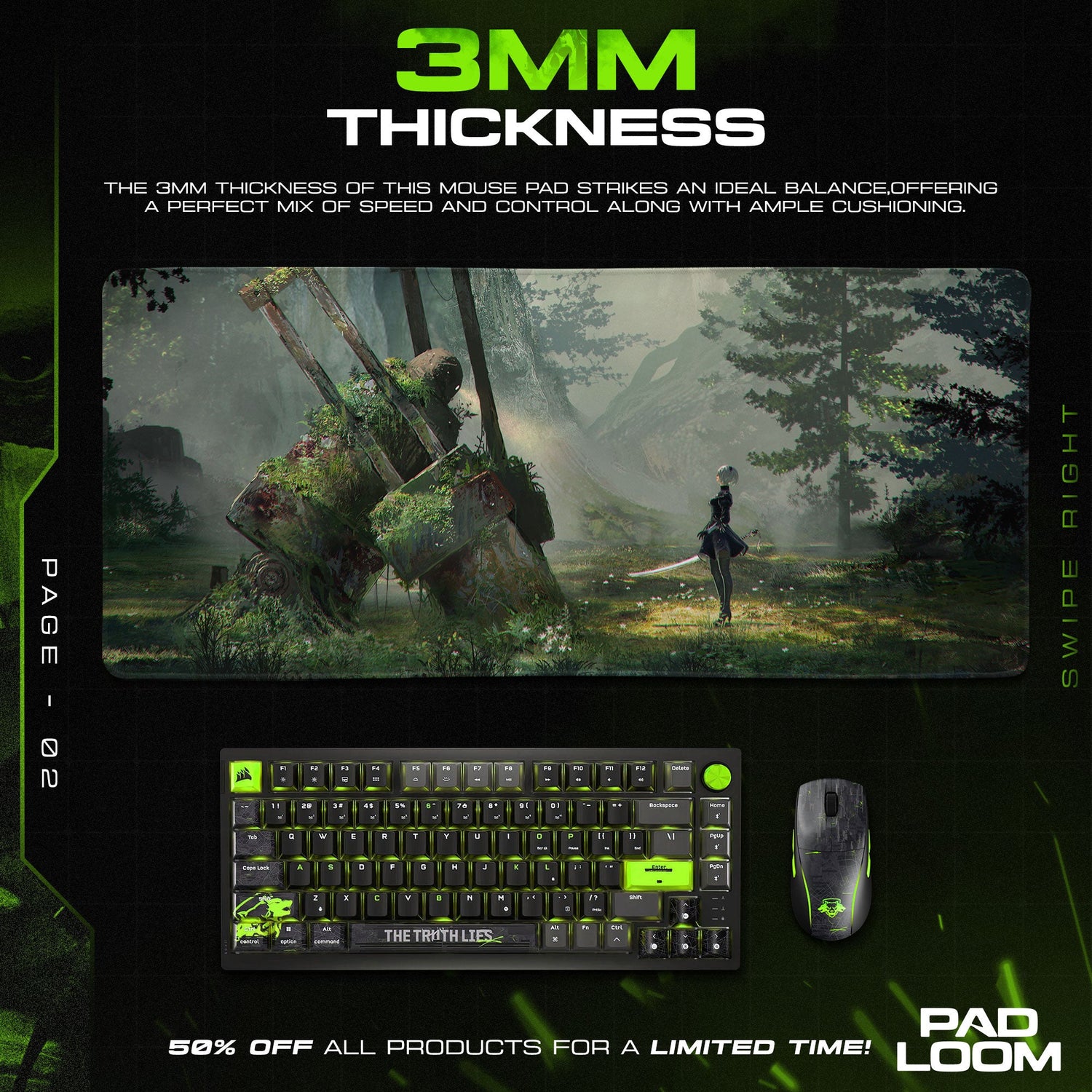 2B Forest Encounter Mouse Pad, Anime Nier Gaming Desk Mat Padloom