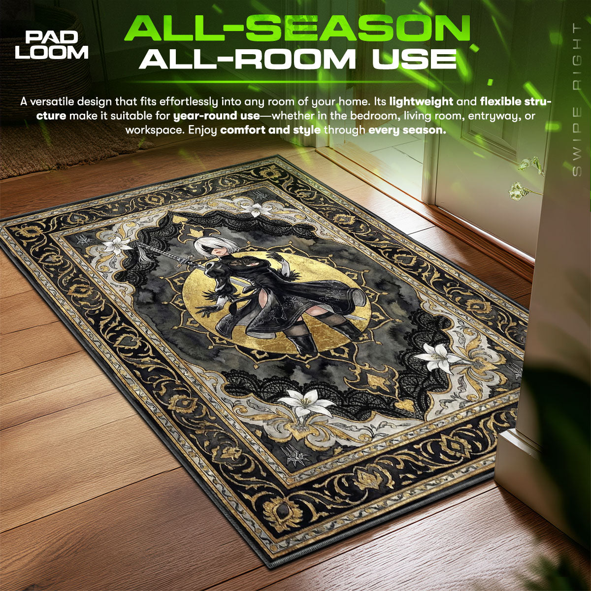2B Gothic Portrait Rug - Nier Automata Chair Mat