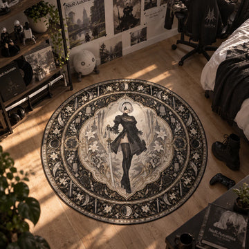 2B Lily Round Rug - NieR Automata Chair Mat